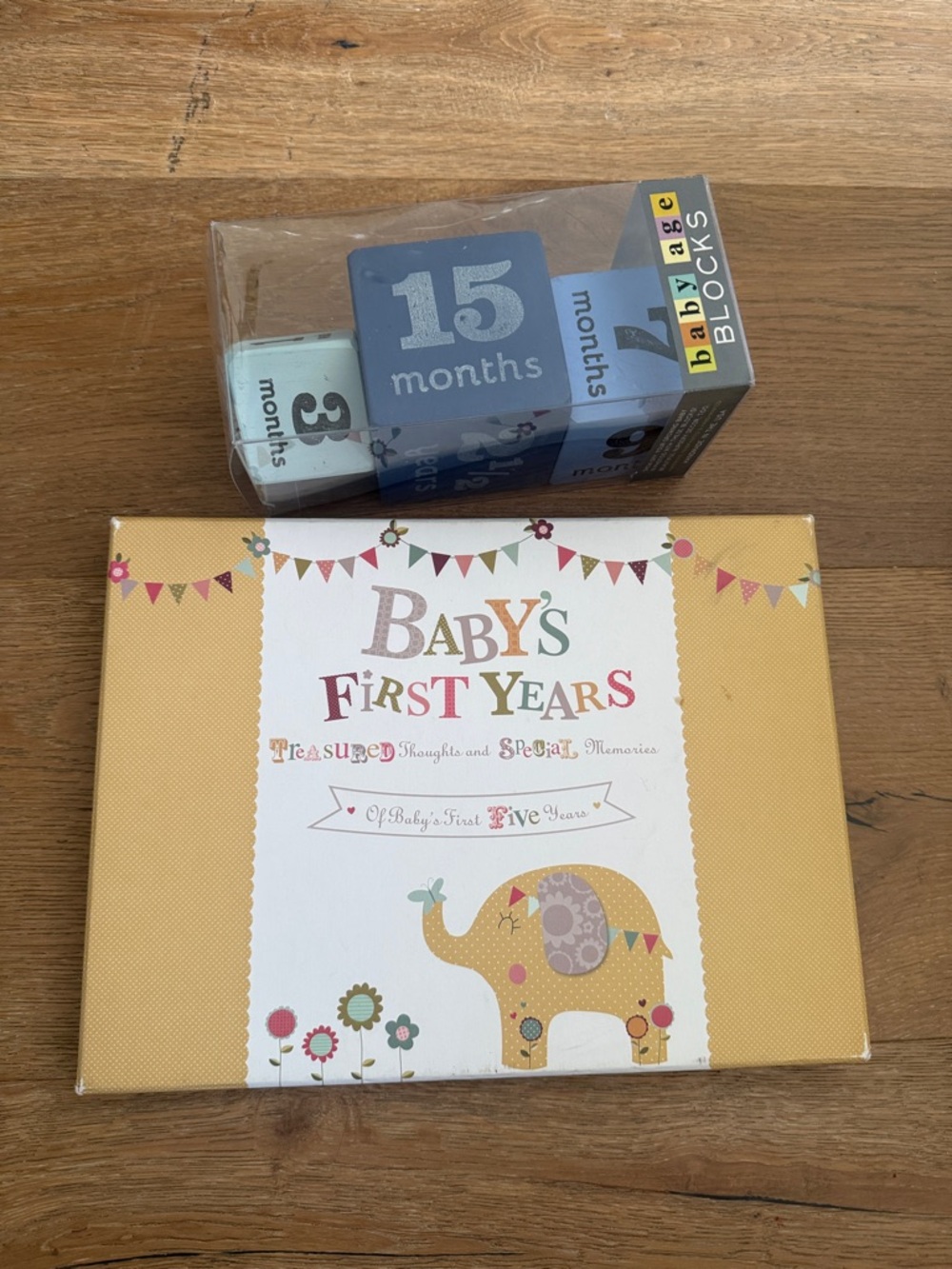 Nordstrom Baby's First Years Memory Book and Month Blocks - Yellow, Blue, Pink